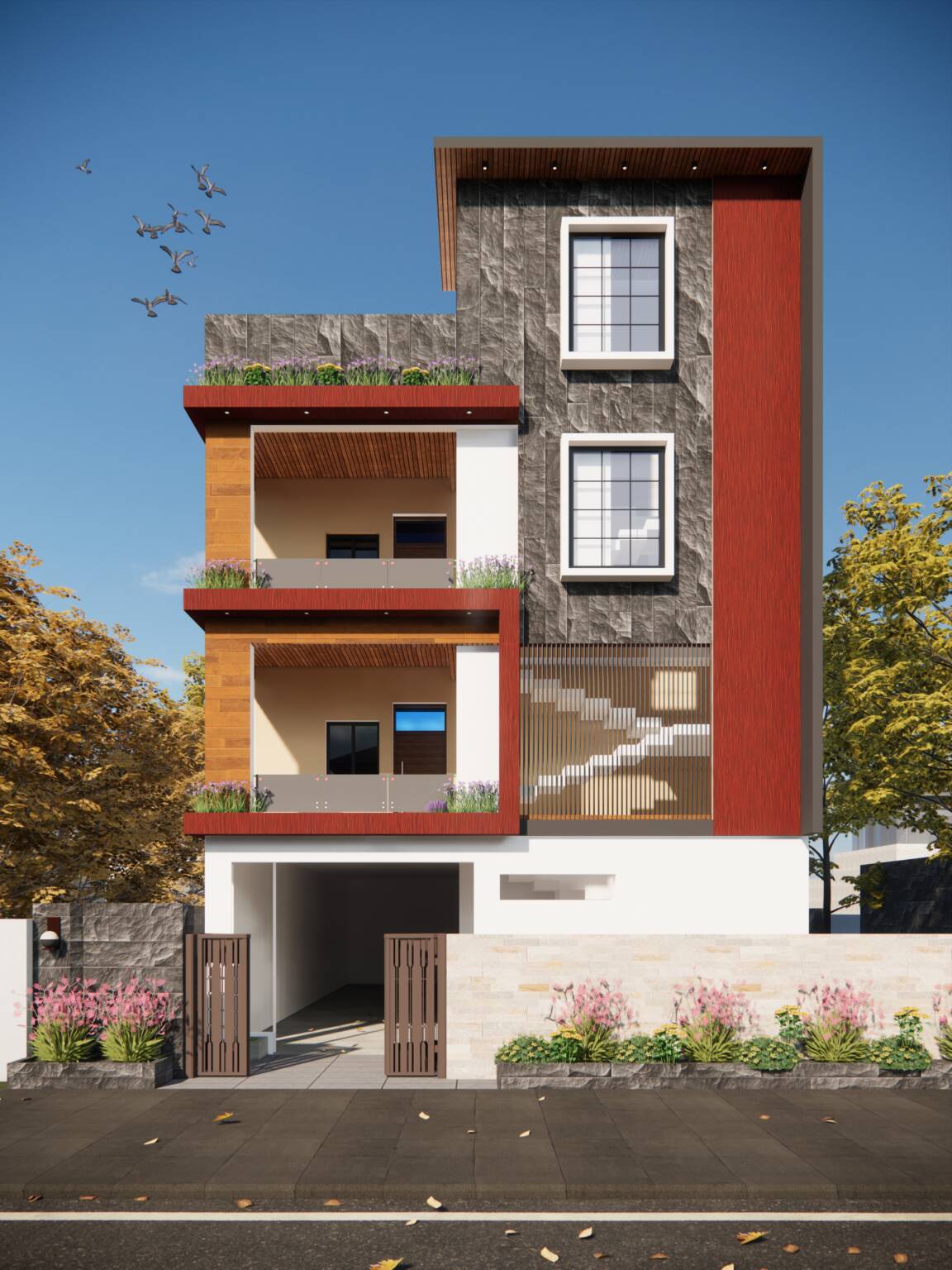Modern residential elevation by Albait Groups